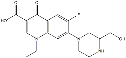 6-Fluoro-1-ethyl-7-(3-hydroxymethyl-1-piperazinyl)-1,4-dihydro-4-oxoquinoline-3-carboxylic acid Struktur