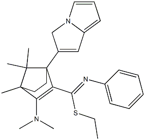 4,7,7-Trimethyl-3-(dimethylamino)-N-phenylbicyclo[2.2.1]hept-2-ene-2-carbimidothioic acid (2-pyrrolizinoethyl) ester Struktur