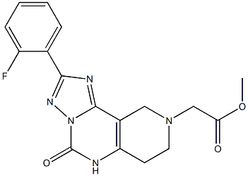 2-(2-Fluorophenyl)-4,5,6,7-tetrahydro-4-oxo 1,3,3a,5,8-pentaaza-3aH-benz[e]indene-8(9H)-acetic acid methyl ester Struktur