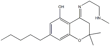 3,4-Dihydro-2,2-dimethyl-4-[2-methylaminoethylimino]-7-pentyl-2H-1-benzopyran-5-ol Struktur