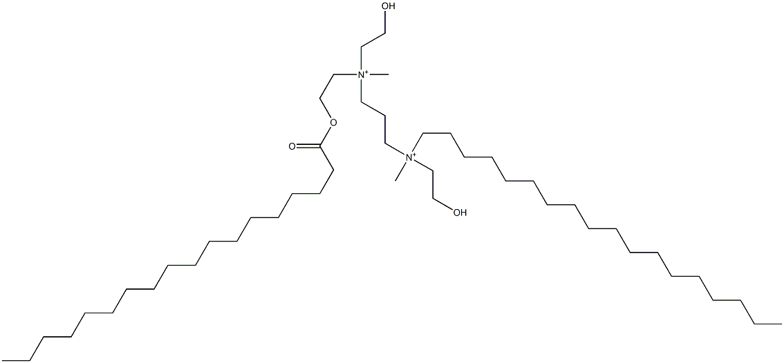 N,N'-Bis(2-hydroxyethyl)-N,N'-dimethyl-N-octadecyl-N'-[2-[(1-oxooctadecyl)oxy]ethyl]-1,3-propanediaminium Struktur