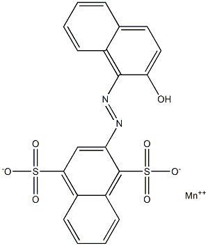 2-[(2-Hydroxy-1-naphtyl)azo]-1,4-naphthalenedisulfonic acid manganese(II) salt Struktur