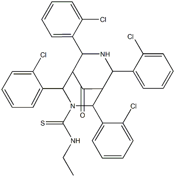 N-Ethyl-9-oxo-2,4,6,8-tetrakis(o-chlorophenyl)-3,7-diazabicyclo[3.3.1]nonane-3-carbothioamide Struktur