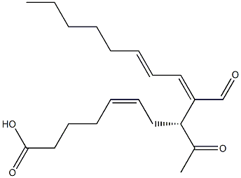 (5Z,8R,9E,11E)-8-Acetyl-9-formylheptadeca-5,9,11-trienoic acid Struktur