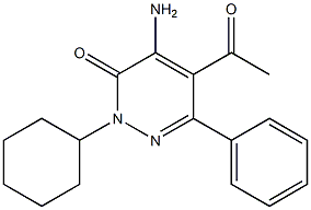 2-Cyclohexyl-4-amino-5-acetyl-6-phenylpyridazin-3(2H)-one Struktur