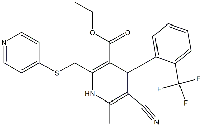 5-Cyano-1,4-dihydro-6-methyl-2-[(4-pyridinylthio)methyl]-4-(2-trifluoromethylphenyl)pyridine-3-carboxylic acid ethyl ester Struktur