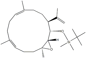 (1S,2S,3S,6E,10E,14S)-1-(tert-Butyldimethylsilyloxy)-2,3-epoxy-14-(1-methylethenyl)-3,7,11-trimethylcyclotetradeca-6,10-diene Struktur