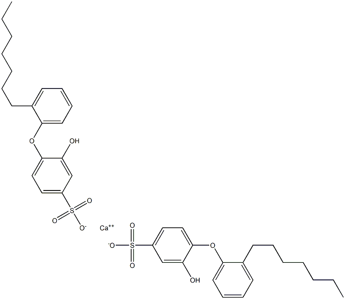 Bis(2-hydroxy-2'-heptyl[oxybisbenzene]-4-sulfonic acid)calcium salt Struktur