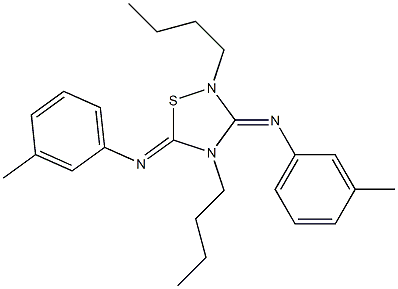 2,4-Dibutyl-3,5-bis[(3-methylphenyl)imino]-1,2,4-thiadiazolidine Struktur