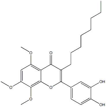 2-(3,4-Dihydroxyphenyl)-5,7,8-trimethoxy-3-octyl-4H-1-benzopyran-4-one Struktur