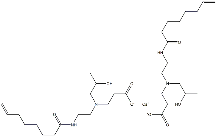 Bis[3-[N-(2-hydroxypropyl)-N-[2-(7-octenoylamino)ethyl]amino]propionic acid]calcium salt Struktur