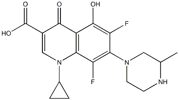 1-Cyclopropyl-6,8-difluoro-1,4-dihydro-5-hydroxy-4-oxo-7-(3-methyl-1-piperazinyl)quinoline-3-carboxylic acid Struktur