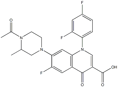 6-Fluoro-1-(2,4-difluorophenyl)-7-(4-acetyl-3-methylpiperazino)-1,4-dihydro-4-oxoquinoline-3-carboxylic acid Struktur