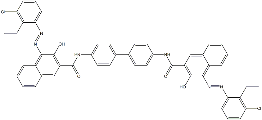 4,4'-Bis[1-[(3-chloro-2-ethylphenyl)azo]-2-hydroxy-3-naphthoylamino]biphenyl Struktur