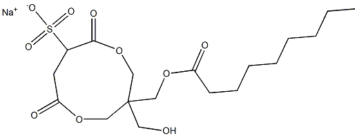 1-(Nonanoyloxymethyl)-1-(hydroxymethyl)-4,7-dioxo-3,8-dioxacyclononane-6-sulfonic acid sodium salt Struktur