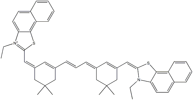 3-Ethyl-2-[[3-[3-[3-[(3-ethylnaphtho[2,1-d]thiazol-2(3H)-ylidene)methyl]-5,5-dimethyl-2-cyclohexen-1-ylidene]-1-propenyl]-5,5-dimethyl-2-cyclohexen-1-ylidene]methyl]naphtho[2,1-d]thiazol-3-ium Struktur