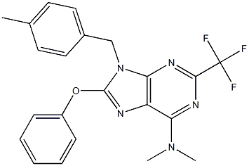 6-Dimethylamino-9-(4-methylbenzyl)-2-trifluoromethyl-8-phenoxy-9H-purine Struktur