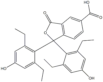 1,1-Bis(2,6-diethyl-4-hydroxyphenyl)-1,3-dihydro-3-oxoisobenzofuran-5-carboxylic acid Struktur