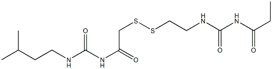 1-Propanoyl-3-[2-[[(3-isopentylureido)carbonylmethyl]dithio]ethyl]urea Struktur