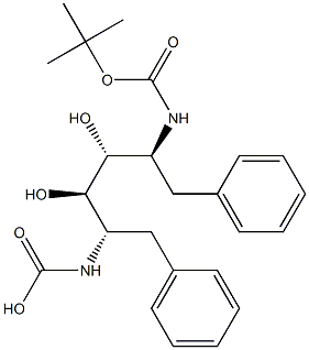 N,N'-[(1S,2R,3R,4S)-1,4-Dibenzyl-2,3-dihydroxy-1,4-butanediyl]bis[carbamic acid tert-butyl] ester Struktur