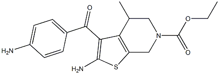 2-Amino-3-(4-aminobenzoyl)-4,5,6,7-tetrahydro-4-methyl-6-ethoxycarbonylthieno[2,3-c]pyridine Struktur