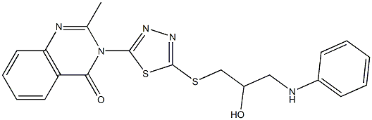 2-Methyl-3-[5-[[3-anilino-2-hydroxypropyl]thio]-1,3,4-thiadiazol-2-yl]quinazolin-4(3H)-one Struktur