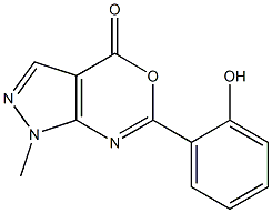 1-Methyl-6-(2-hydroxyphenyl)pyrazolo[3,4-d][1,3]oxazin-4(1H)-one Struktur