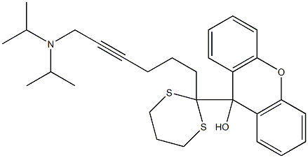 9-[2-(6-Diisopropylamino-4-hexynyl)-1,3-dithian-2-yl]-9H-xanthen-9-ol Struktur