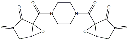 2,2'-(Piperazine-1,4-diyl)dicarbonylbis(2,3-epoxy-5-methylene-1-cyclopentanone) Struktur