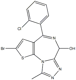 2-Bromo-4-(o-chlorophenyl)-9-methyl-6H-thieno[3,2-f][1,2,4]triazolo[4,3-a][1,4]diazepin-6-ol Struktur