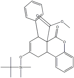 6a,7,10,10a-Tetrahydro-9-[[dimethyl(tert-butyl)silyl]oxy]-6-oxo-7-phenyl-6H-dibenzo[b,d]pyran-6a-carboxylic acid methyl ester Struktur