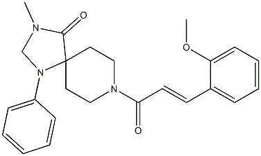 8-[3-(2-Methoxyphenyl)-1-oxo-2-propenyl]-3-methyl-1-phenyl-1,3,8-triazaspiro[4.5]decan-4-one Struktur