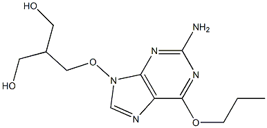 2-Amino-6-propyloxy-9-(3-hydroxy-2-hydroxymethylpropyloxy)-9H-purine Struktur