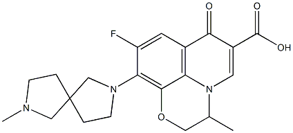 9-Fluoro-2,3-dihydro-10-(7-methyl-2,7-diazaspiro[4.4]nonan-2-yl)-3-methyl-7-oxo-7H-pyrido[1,2,3-de]-1,4-benzoxazine-6-carboxylic acid Struktur