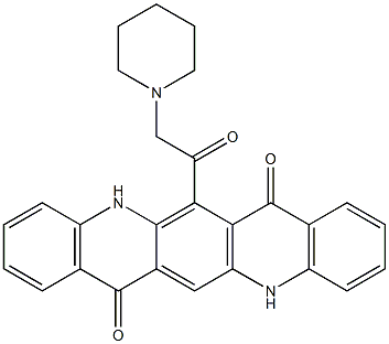 5,12-Dihydro-6-(piperidinomethylcarbonyl)quino[2,3-b]acridine-7,14-dione Struktur