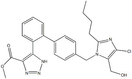 5-[4'-[(2-Butyl-4-chloro-5-hydroxymethyl-1H-imidazol-1-yl)methyl]-1,1'-biphenyl-2-yl]-1H-1,2,3-triazole-4-carboxylic acid methyl ester Struktur