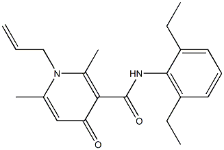 1-(2-Propenyl)-1,4-dihydro-2,6-dimethyl-N-(2,6-diethylphenyl)-4-oxopyridine-3-carboxamide Struktur