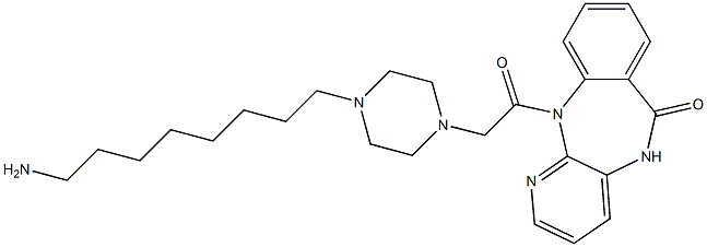 5,11-Dihydro-11-[[4-(8-aminooctyl)-1-piperazinyl]acetyl]-6H-pyrido[2,3-b][1,4]benzodiazepin-6-one Struktur