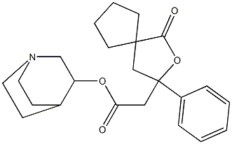 1-Oxo-3-phenyl-2-oxaspiro[4.4]nonane-3-acetic acid 3-quinuclidinyl ester Struktur