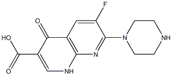 6-Fluoro-1,4-dihydro-4-oxo-7-(1-piperazinyl)-1,8-naphthyridine-3-carboxylic acid Struktur