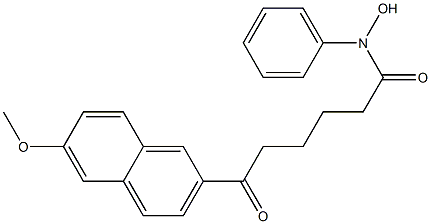 6-Oxo-N-phenyl-6-[6-methoxy-2-naphtyl]hexanehydroxamic acid Struktur