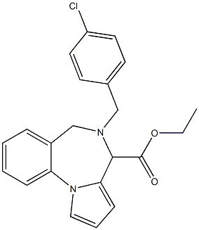 5-(4-Chlorobenzyl)-5,6-dihydro-4H-pyrrolo[1,2-a][1,4]benzodiazepine-4-carboxylic acid ethyl ester Struktur