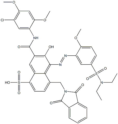 3-[(5-Chloro-2,4-dimethoxyphenyl)aminocarbonyl]-1-[5-[(diethylamino)sulfonyl]-2-methoxyphenylazo]-2-hydroxy-8-(phthalimidylmethyl)naphthalene-5-sulfonic acid Struktur