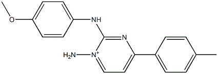 1-(Amino)-2-(4-methoxyphenylamino)-4-(4-methylphenyl)-1-pyrimidinium Struktur