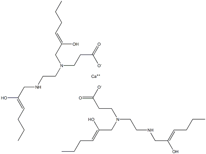 Bis[3-[N-(2-hydroxy-2-hexenyl)-N-[2-(2-hydroxy-2-hexenylamino)ethyl]amino]propionic acid]calcium salt Struktur