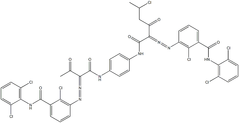 3,3'-[2-(1-Chloroethyl)-1,4-phenylenebis[iminocarbonyl(acetylmethylene)azo]]bis[N-(2,6-dichlorophenyl)-2-chlorobenzamide] Struktur