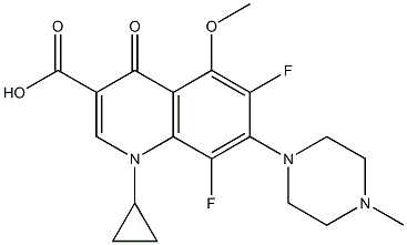 1-Cyclopropyl-6,8-difluoro-1,4-dihydro-5-methoxy-7-(4-methyl-1-piperazinyl)-4-oxoquinoline-3-carboxylic acid Struktur