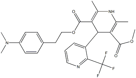 2,6-Dimethyl-4-[2-(trifluoromethyl)-3-pyridyl]-1,4-dihydropyridine-3,5-dicarboxylic acid 3-methyl 5-[2-[4-dimethylaminophenyl]ethyl] ester Struktur