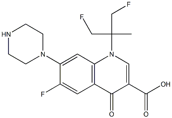 6-Fluoro-1-(2-fluoro-1-fluoromethyl-1-methylethyl)-7-(1-piperazinyl)-1,4-dihydro-4-oxoquinoline-3-carboxylic acid Struktur