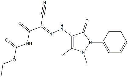 [2-Cyano-2-[2-[(1-phenyl-2,3-dimethyl-2,5-dihydro-5-oxo-1H-pyrazole)-4-yl]hydrazono]acetyl]carbamic acid ethyl ester Struktur